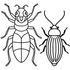 Insects and Rodents line art vector