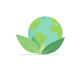 Obraz premium Earth in Leaves Green Serenity Minimalist Eco-Friendly Nature