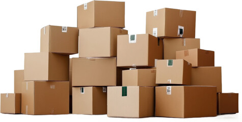 Fototapeta premium Stacked Cardboard Boxes for Moving