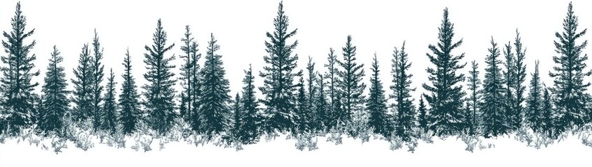 Forest of towering evergreens