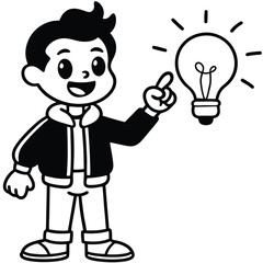 A Cute Cartoon Style Boy With A Big Smile And Playful Pose