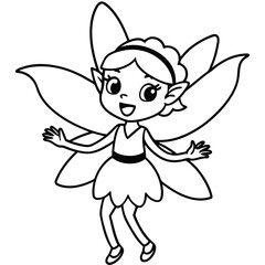 A Cute Cartoon Style Fairy Girl With Large Expressive Eyes