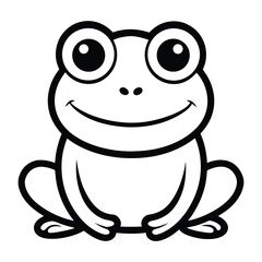 A Cute Cartoon Style Frog With Large Expressive Smile
