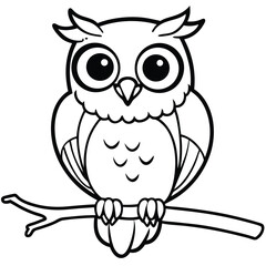 A Cute Cartoon Style Owl With Large Expressive Eyes