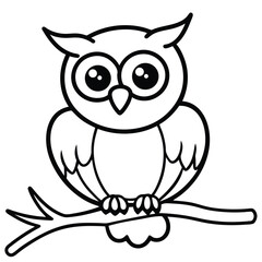 A Cute Cartoon Style Owl With Large Expressive Face