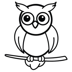A Cute Cartoon Style Owl With Large Expressive Expression