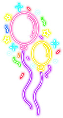 Neon Glow Balloons with Confetti Illustration