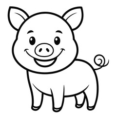 A Cute Cartoon Style Pig With Large Expressive Ears