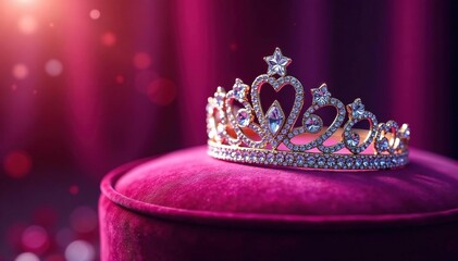 Sparkling tiara on a velvet cushion, ready for the next contestant , fabulous, fashion, elegance