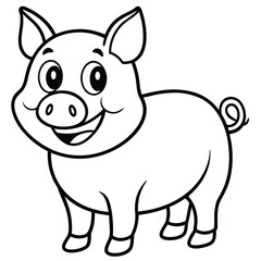 A Cute Cartoon Style Pig With Large Expressive Ears