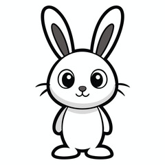 A Cute Cartoon Style Rabbit Standing On Its Hind Legs With Big Eyes