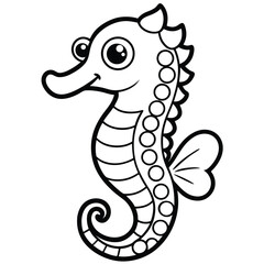 A Cute Cartoon Style Seahorse With Large Expressive Eyes