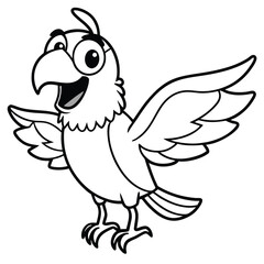 A Playful Cartoon Style Parrot With Large Expressive Eyes