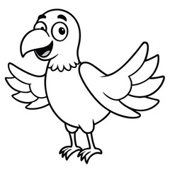 A Playful Cartoon Style Parrot With Large Expressive Beak