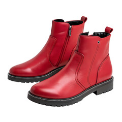 Red Modern Stylish Leather Boots Pair Clipart