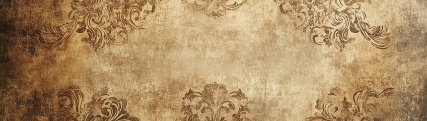 Aged paper with intricate damask pattern