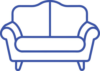 Sofa line art icon vector illustration. 