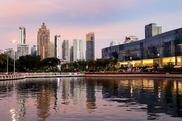 lake in Benjakitti Park, Bangkok