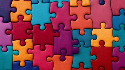 Colorful puzzle pieces coming together, representing teamwork and problem-solving.