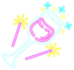 Neon Glow Cocktail Glass Illustration