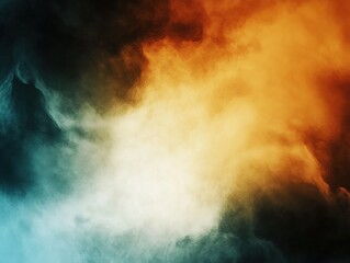 Obraz premium Abstract smoke background with orange and blue hues creating a dynamic and ethereal atmosphere studio shot