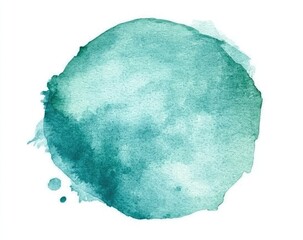 Teal watercolor circle, soft shades, artistic splash