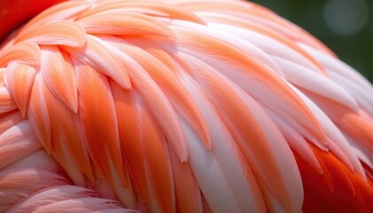 Fototapeta premium Close-up of vibrant pink and white flamingo feathers Soft, delicate texture Natural beauty , bird, closeup