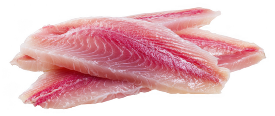 Raw Perch Fish Fillet on Transparent Background