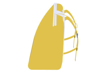 Flat Design Graphic of a Modern Yellow Rucksack with Straps and Accents, Graphic Representation of a Yellow Daypack with Adjustable Straps and Handle, Colorful Vector Illustration on a PNG Transparent