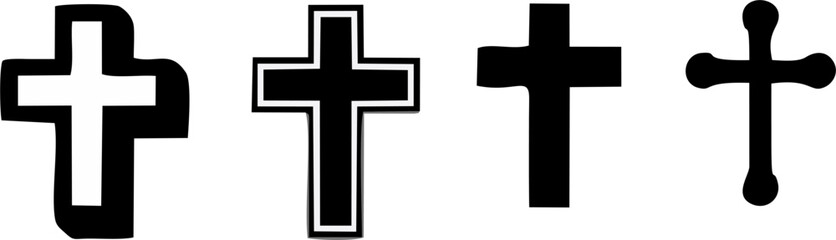 Christian Cross Set Vector Design on White Background