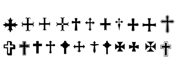 Christian Cross Set Vector Design on White Background