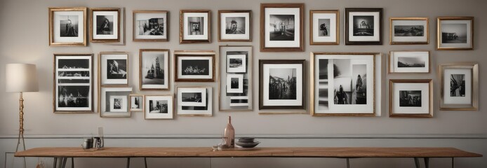 Obraz premium Chic gallery wall template, varied frame sizes and styles , gallery wall template, wall display