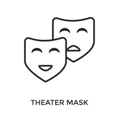 Theater Mask Icon Outline Style. Vector Illustration For Graphic Design