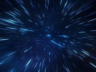 Another cosmic scene with blue light streaks, reinforcing the dynamic and expansive nature of space.