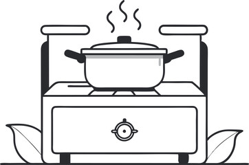 Modern Stove Line Drawing Vector Art