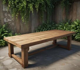 Rustic wooden table with lush greenery, earthy tones,  branch,  decor,  autumn