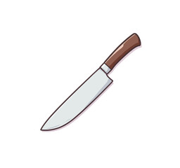 Fototapeta premium Sharp Chef's Knife with Brown Handle on White Background