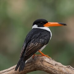 Obraz premium Indian Skimmer bird on piece of wood