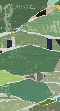 Serene Green Collage: Textured Paper Art
