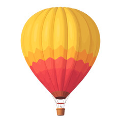 Vibrant hot air balloon in sunset hues floating serenely