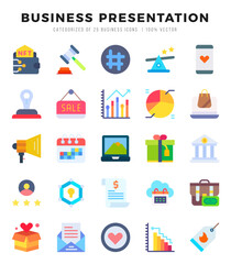 Simple Set of Business Presentation Related Vector Flat Icons.
