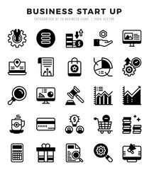 Simple Set of Business Start Up Related Vector Lineal Filled Icons.