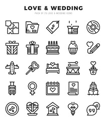Love & Wedding web icons in Lineal style.