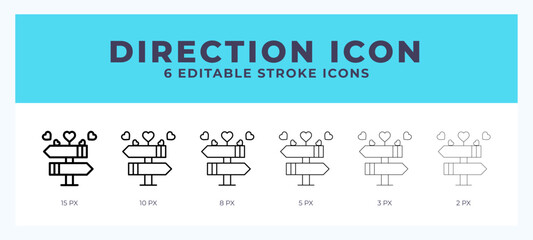 Direction icon. Regular line. Thin line. Bold line. Vector illustration.