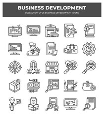 Collection of 25 Business Development Icons: Boost Your Business Growth