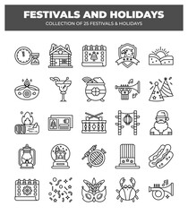Collection of 25 Unique Festival and Holiday Icons