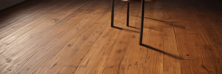 Crisp chair shadow cast on warm wooden planks  Clean lines , wood, lighting