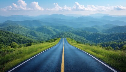 Fototapeta premium Winding road through lush mountains (1)