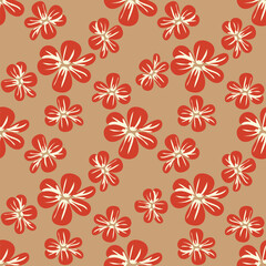 Colorful tropical flower seamless pattern.Abstract geometric background surface texture background.Nature botanical Nordic folk illustration.Vintage design for fabric,summer, spring,celebration,decor.