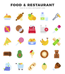 Food and Restaurant Icons Pack Flat Style. Vector illustration.